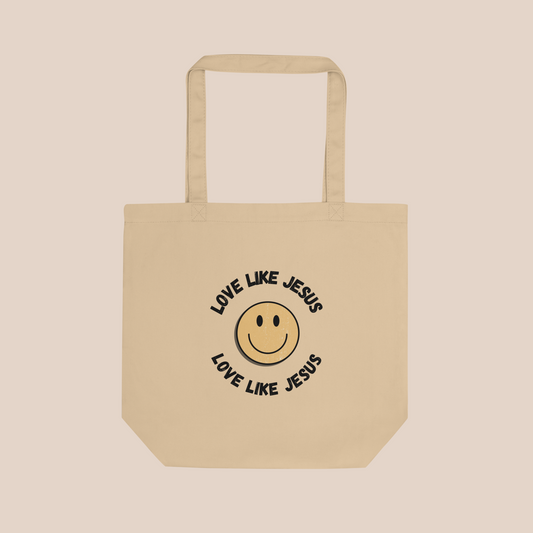 love like jesus smiley face tote christian bags